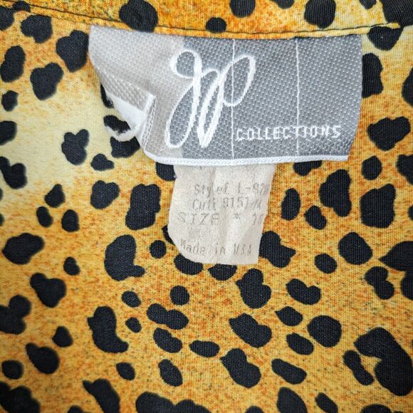 Cheetah Print Button Top Blouse 16 XL Orange Black Shirt Animal Print Vintage - Picture 10 of 11